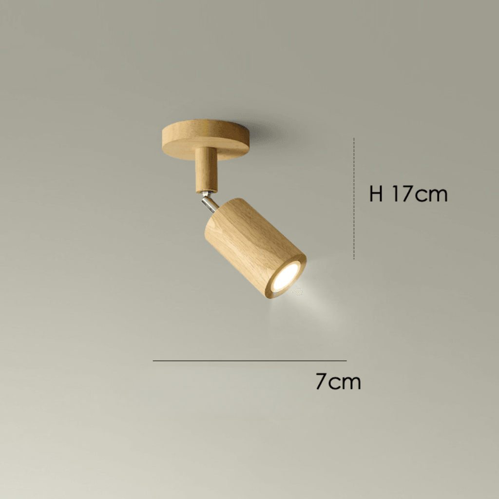 Minimalistisk Loftslampe i Træ med Justerbar Lysretning