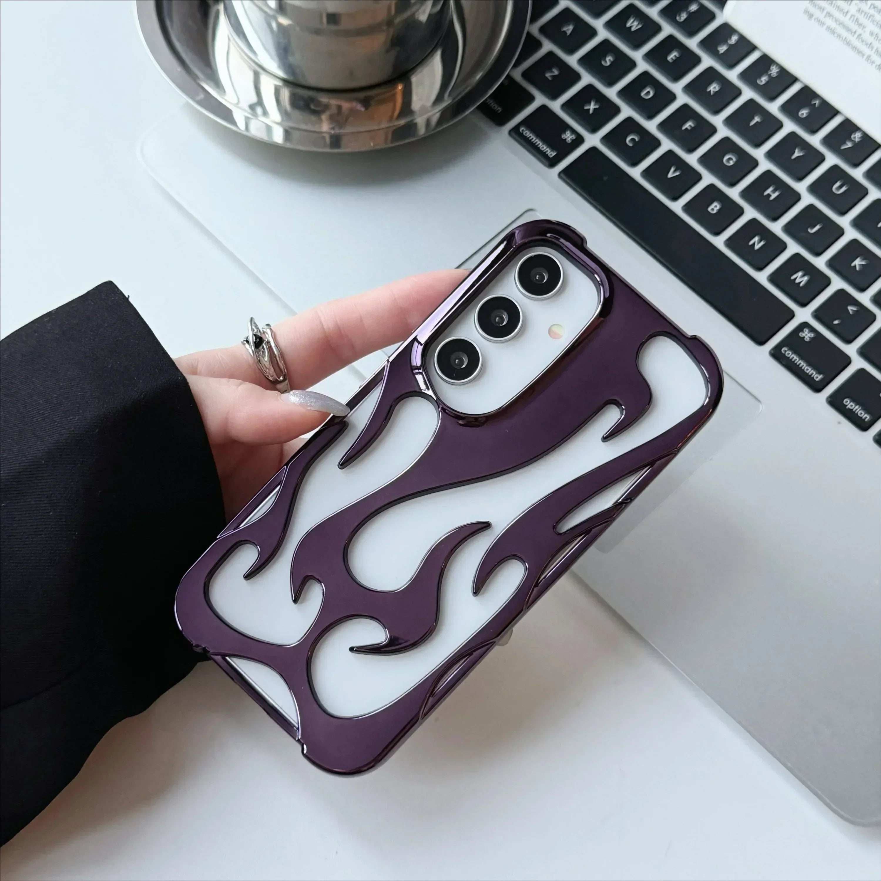 Mobilcover 3D Flammemønster til Samsung Galaxy S25, S24, S22, S23 Ultra Plus, A16, A06, A55 - Stødsikkert Design