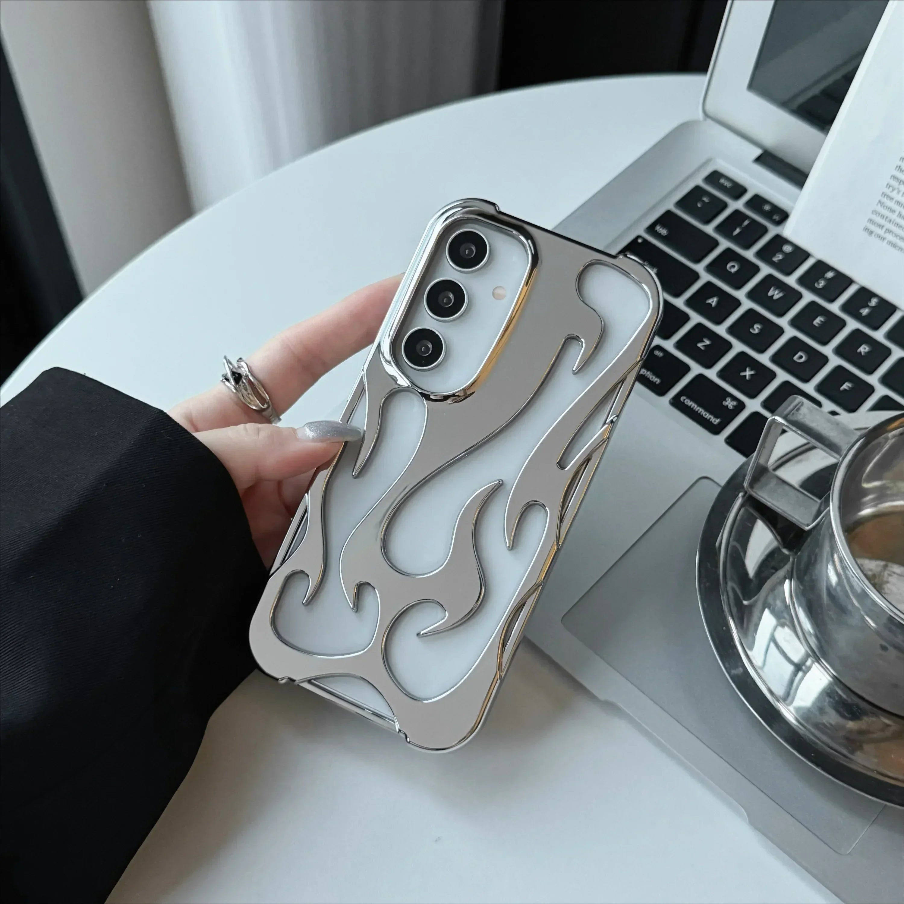 Mobilcover 3D Flammemønster til Samsung Galaxy S25, S24, S22, S23 Ultra Plus, A16, A06, A55 - Stødsikkert Design