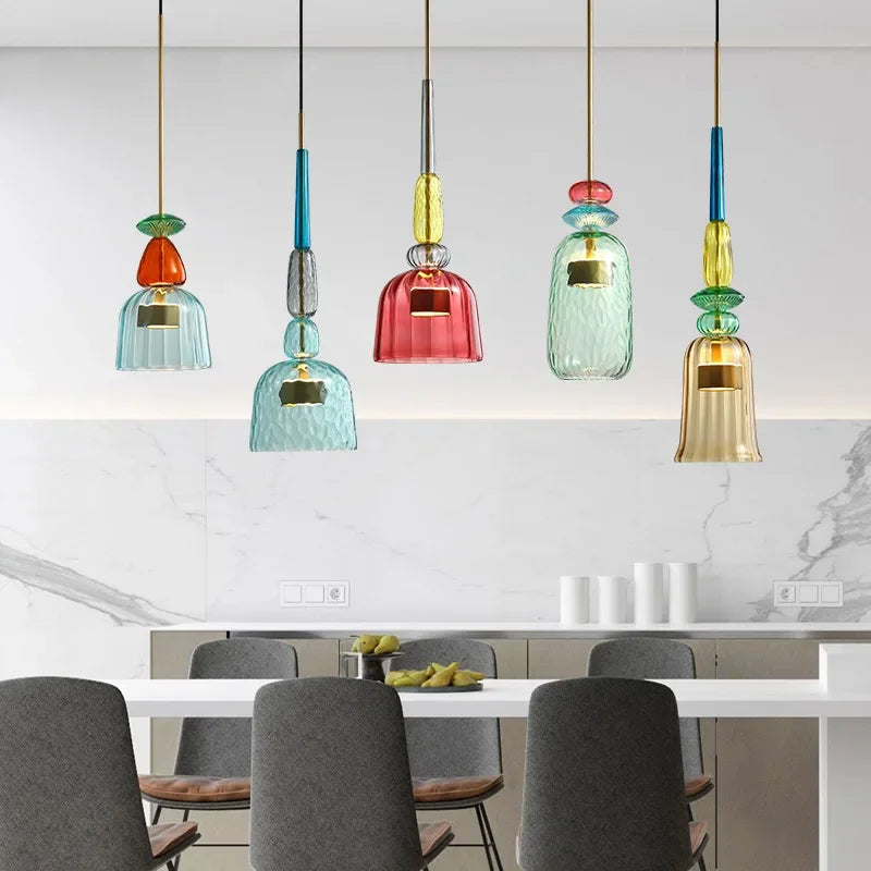 Moderne Hængende Lampe Macaron Farver Designet til Stue og Spisestue