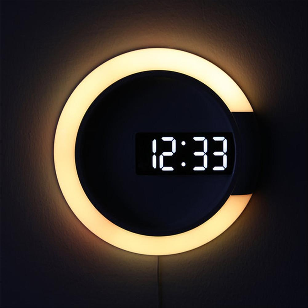 Moderne LED Vægur med Justerbar Belysning