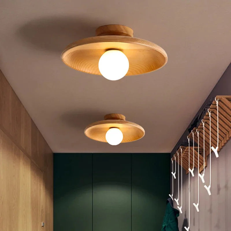 Moderne Loftslampe i Træ Kuglehængende