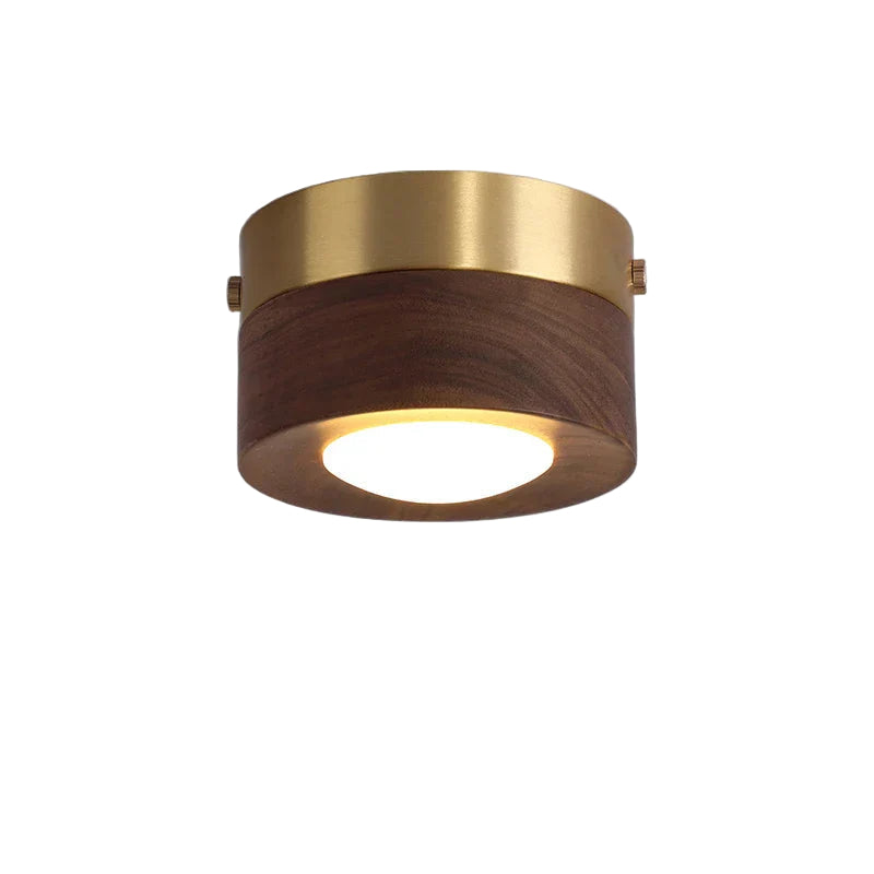 Moderne Loftslampe i Valnød med Guld Detaljer