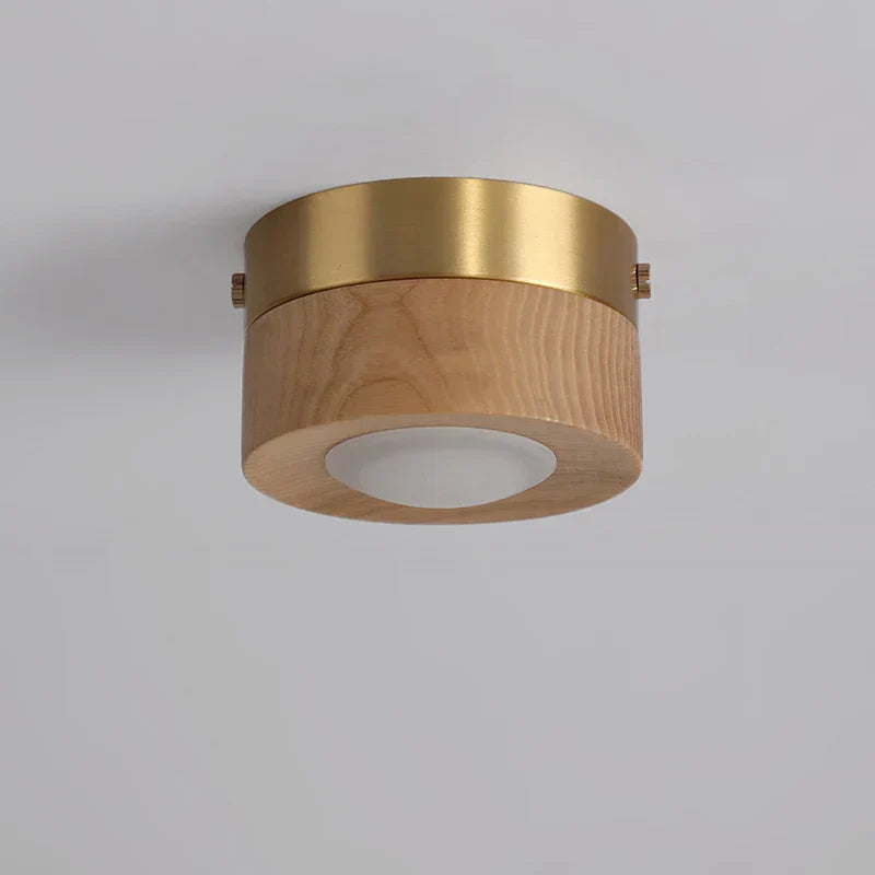 Moderne Loftslampe i Valnød med Guld Detaljer