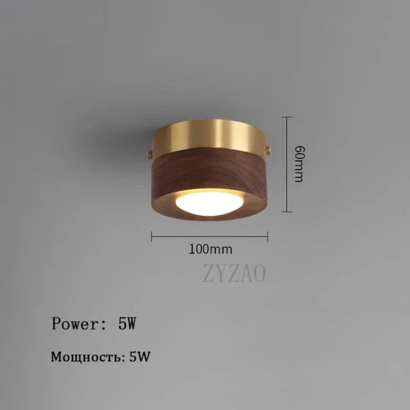 Moderne Loftslampe i Valnød med Guld Detaljer