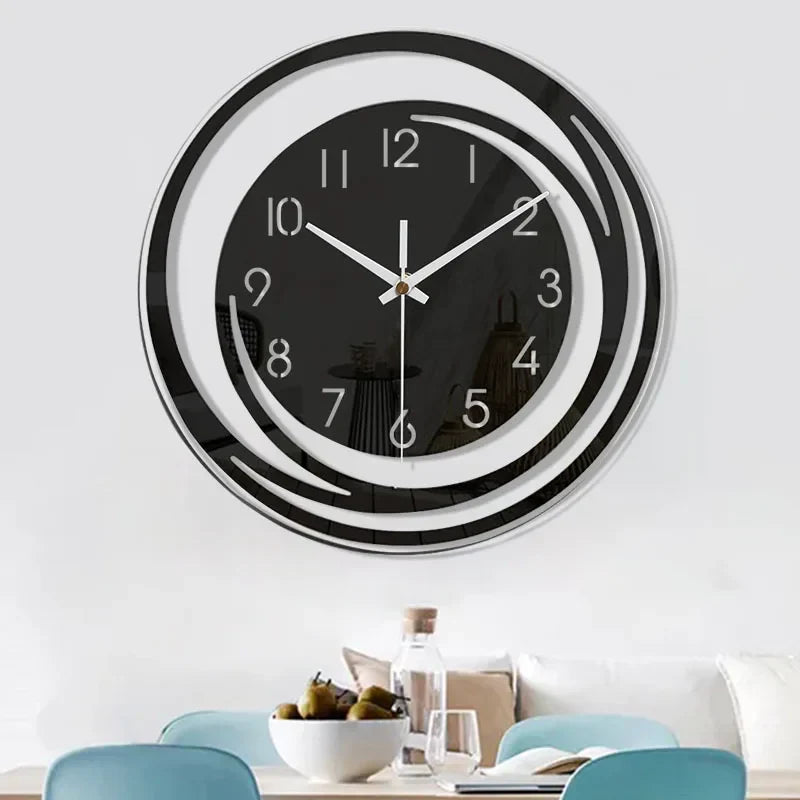 Moderne Vægur i Sort Akryl med Minimalistisk Design
