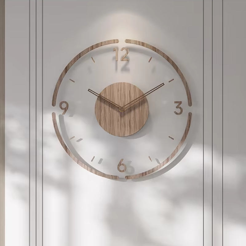 Moderne Vægur i Træ - Minimalistisk Design til Stuen
