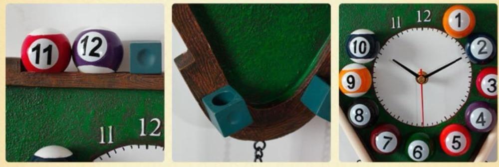 Moderne Vægur med 3D Poolbolde Design til Billardrum
