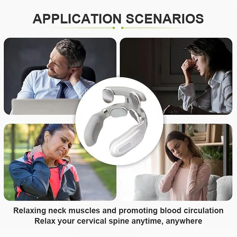 Nakke Massager 4-i-1 med Varme og Vibration - Massageapparat til Nakke