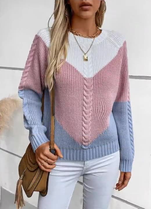 Serenity Pull Femme – Blød Tvistet Strik med Chic Kontrasterende Mønster Efterår/Vinter