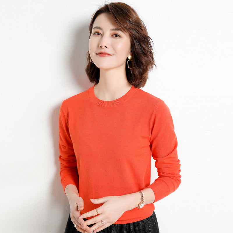 Kvinders Pullover O-Neck Langærmet Merino Uld Sweater