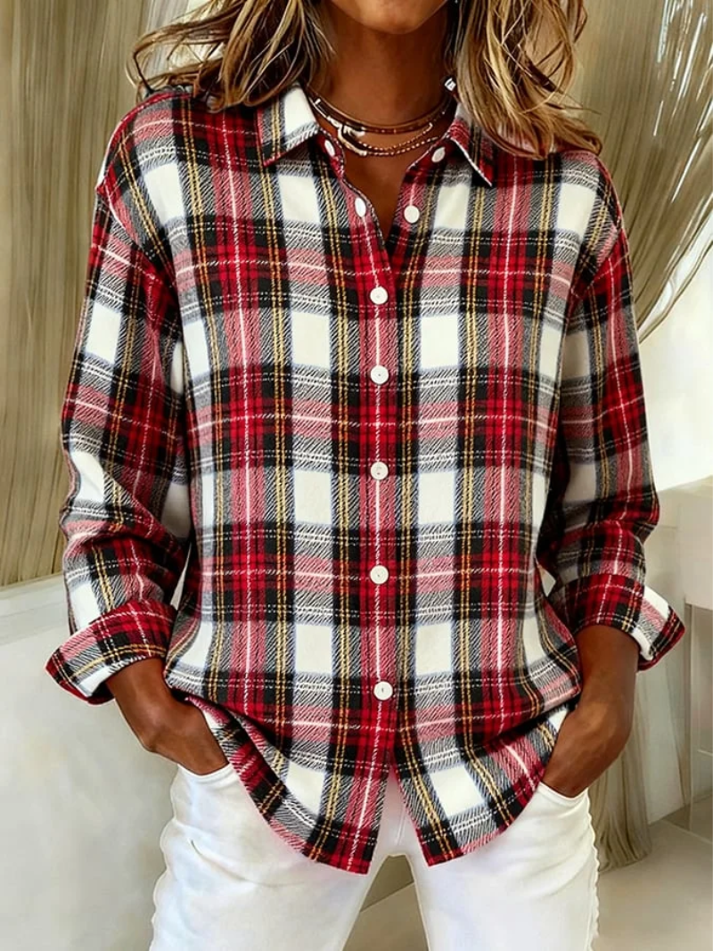 Mira™ – Klassisk Tjekket Hoodie Bluse