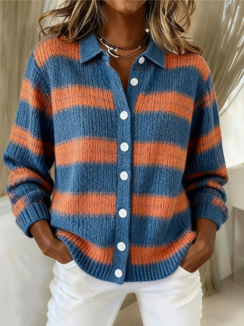 Livia™ – Stribet Hoodie Bluse