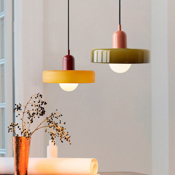 Pendellampe Bauhaus Stil Farverigt Glas Design Justerbar Højde