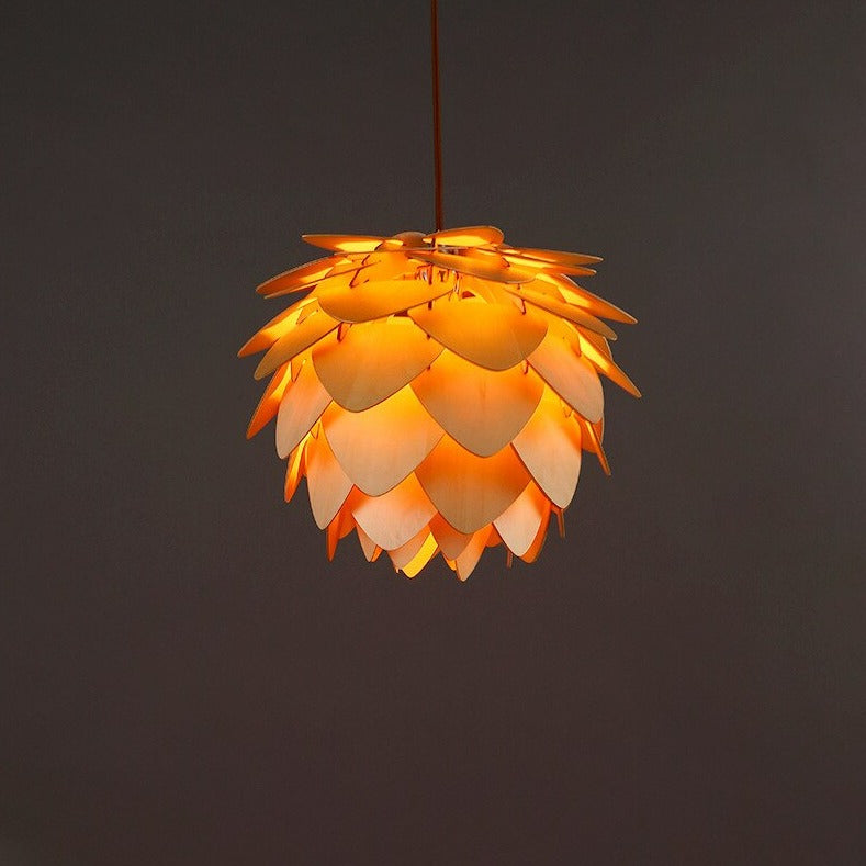 Pendellampe Træ Naturinspireret Design Justerbar Højde
