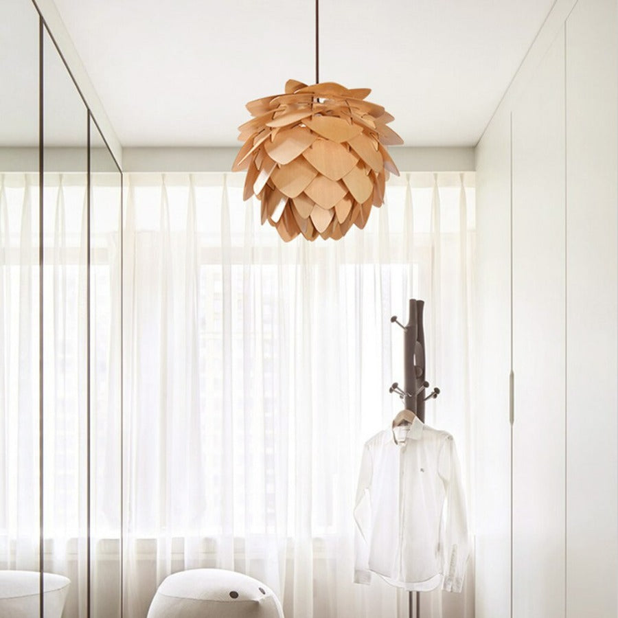 Pendellampe Træ Naturinspireret Design Justerbar Højde