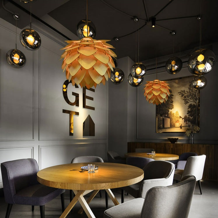 Pendellampe Træ Naturinspireret Design Justerbar Højde