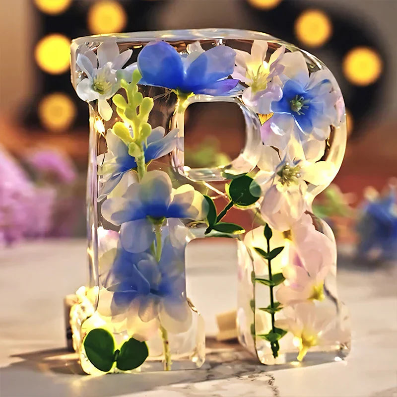 Personligt Natlys med Tørrede Blomster Design
