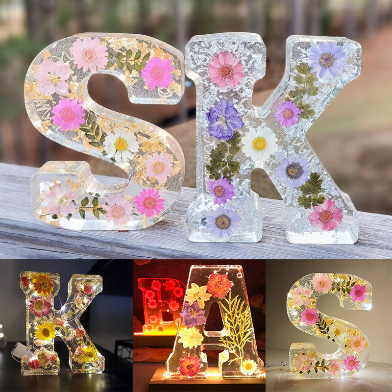 Personligt Natlys med Tørrede Blomster Design