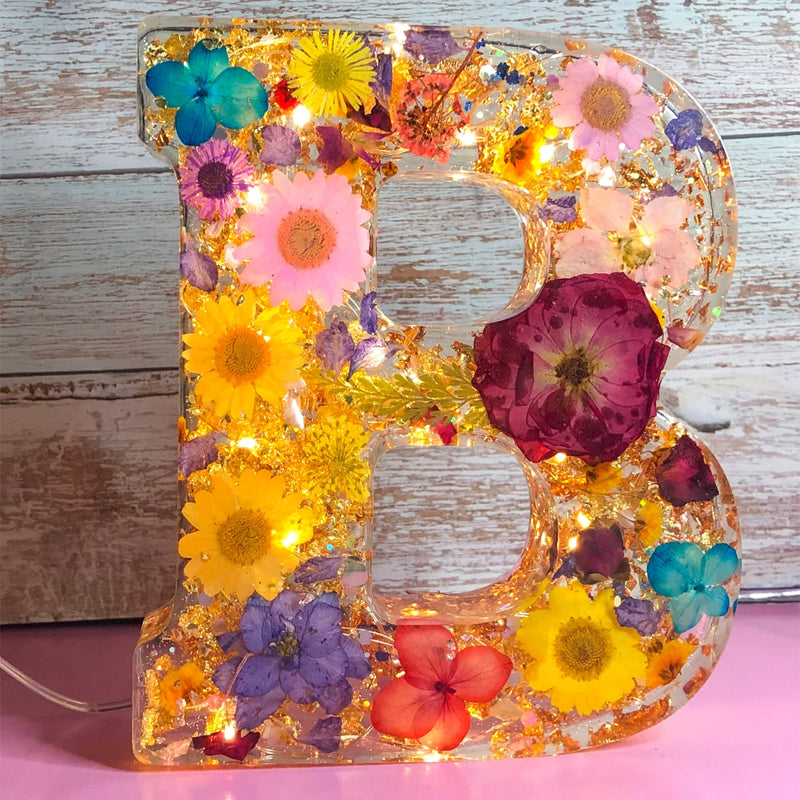 Personligt Natlys med Tørrede Blomster Design