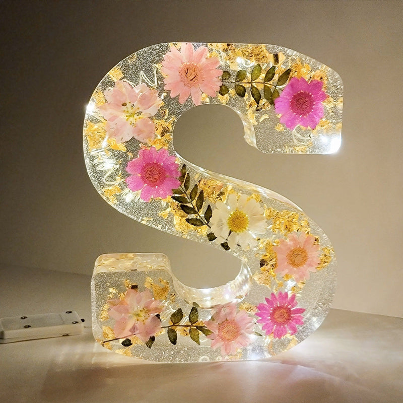 Personligt Natlys med Tørrede Blomster Design