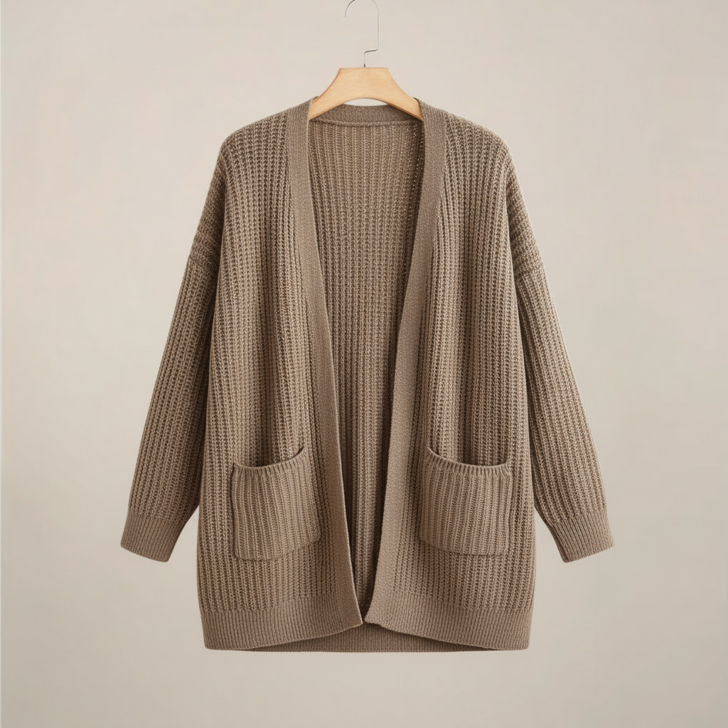 Plus Size Langærmet Oversized Åben Cardigan – Casual Lagdelt Nødvendighed