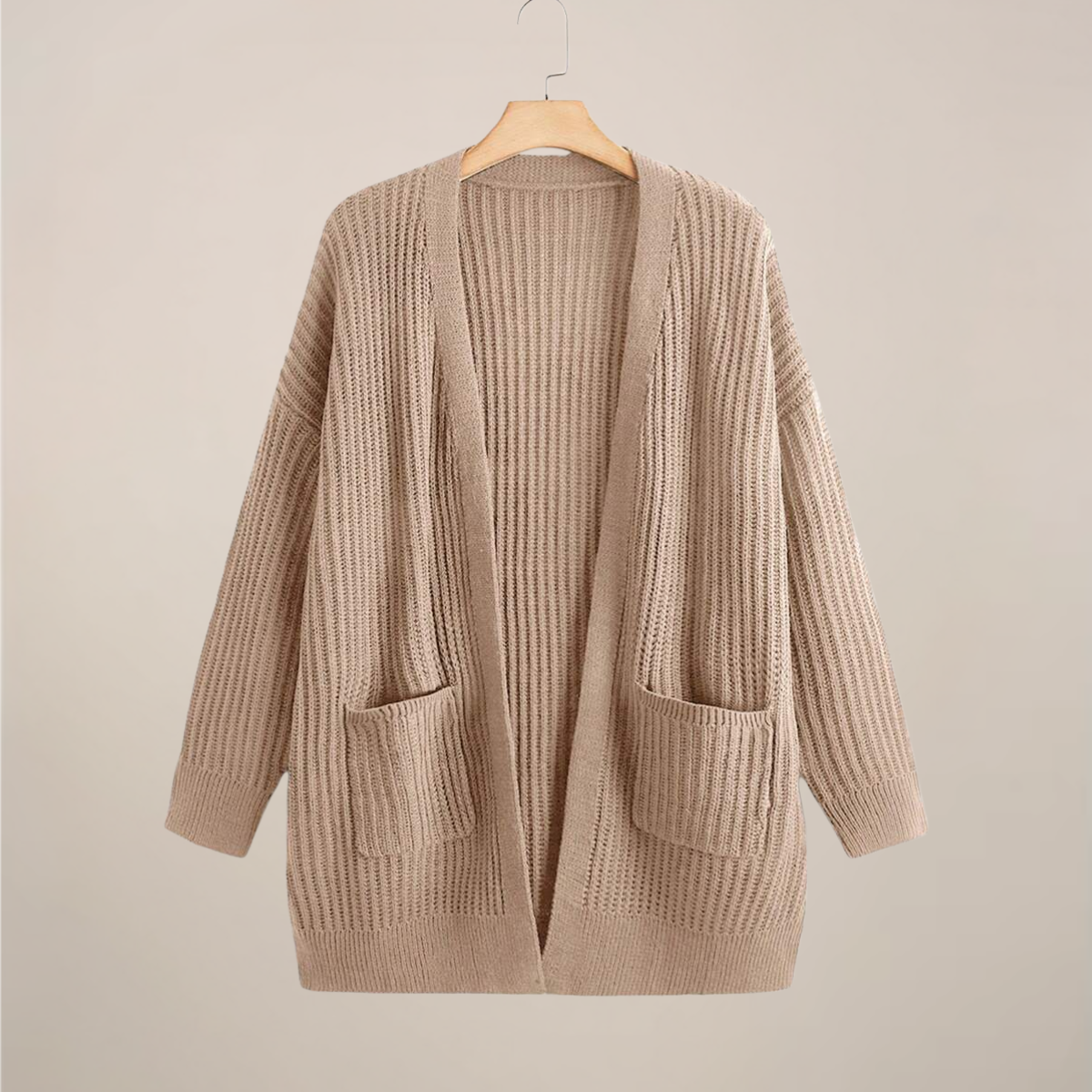 Plus Size Langærmet Oversized Åben Cardigan – Casual Lagdelt Nødvendighed