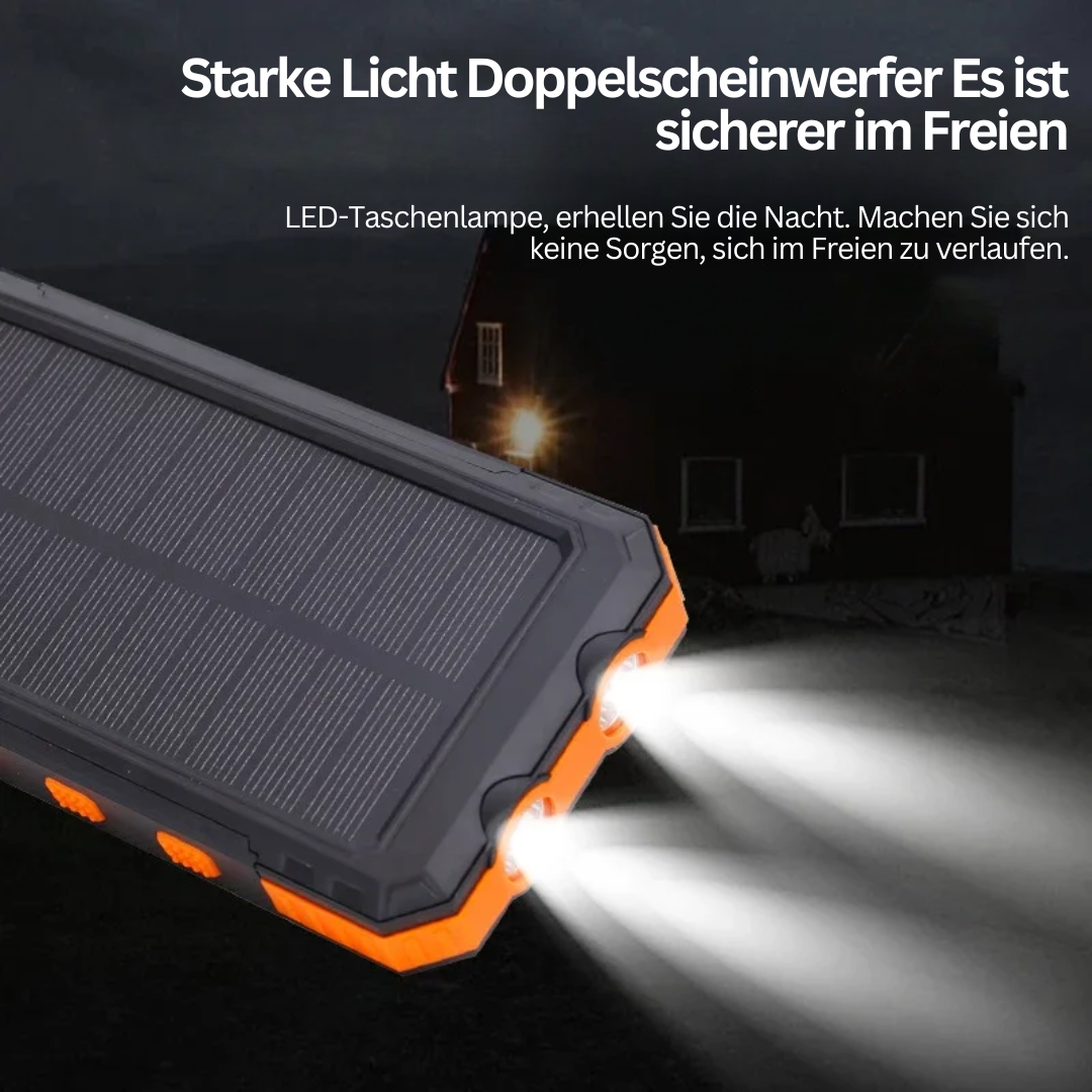 Powerbank 20000mAh med Solceller og Lommelygte til Udendørs Brug