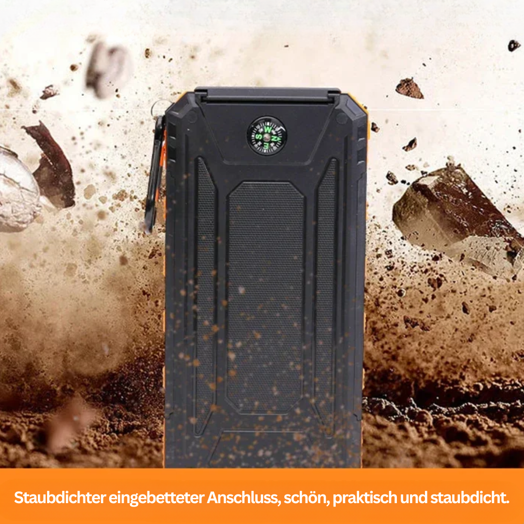 Powerbank 20000mAh med Solceller og Lommelygte til Udendørs Brug
