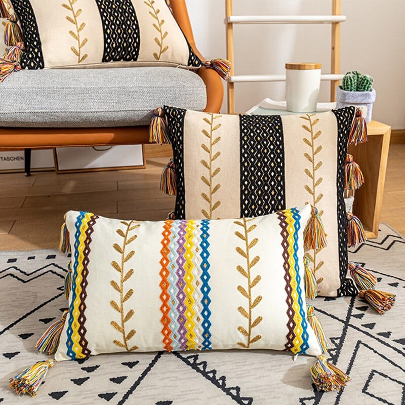 Pudebetræk 50x50 Boho Stil med Frynser
