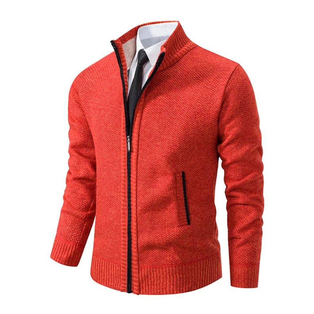 Adrian Pullover Herre – Sort Strik med Lynlås, Elegant & Behagelig til Alle Anledninger