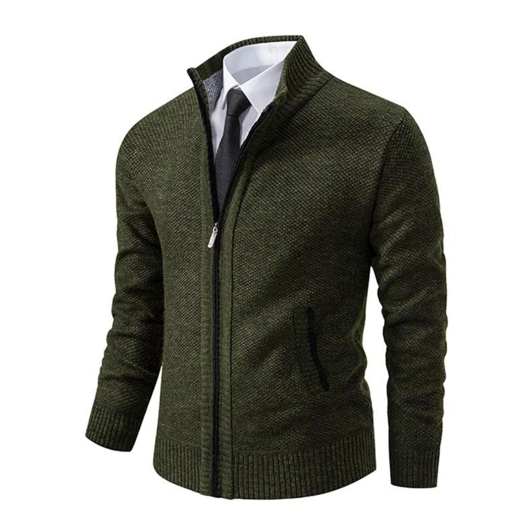 Adrian Pullover Herre – Sort Strik med Lynlås, Elegant & Behagelig til Alle Anledninger