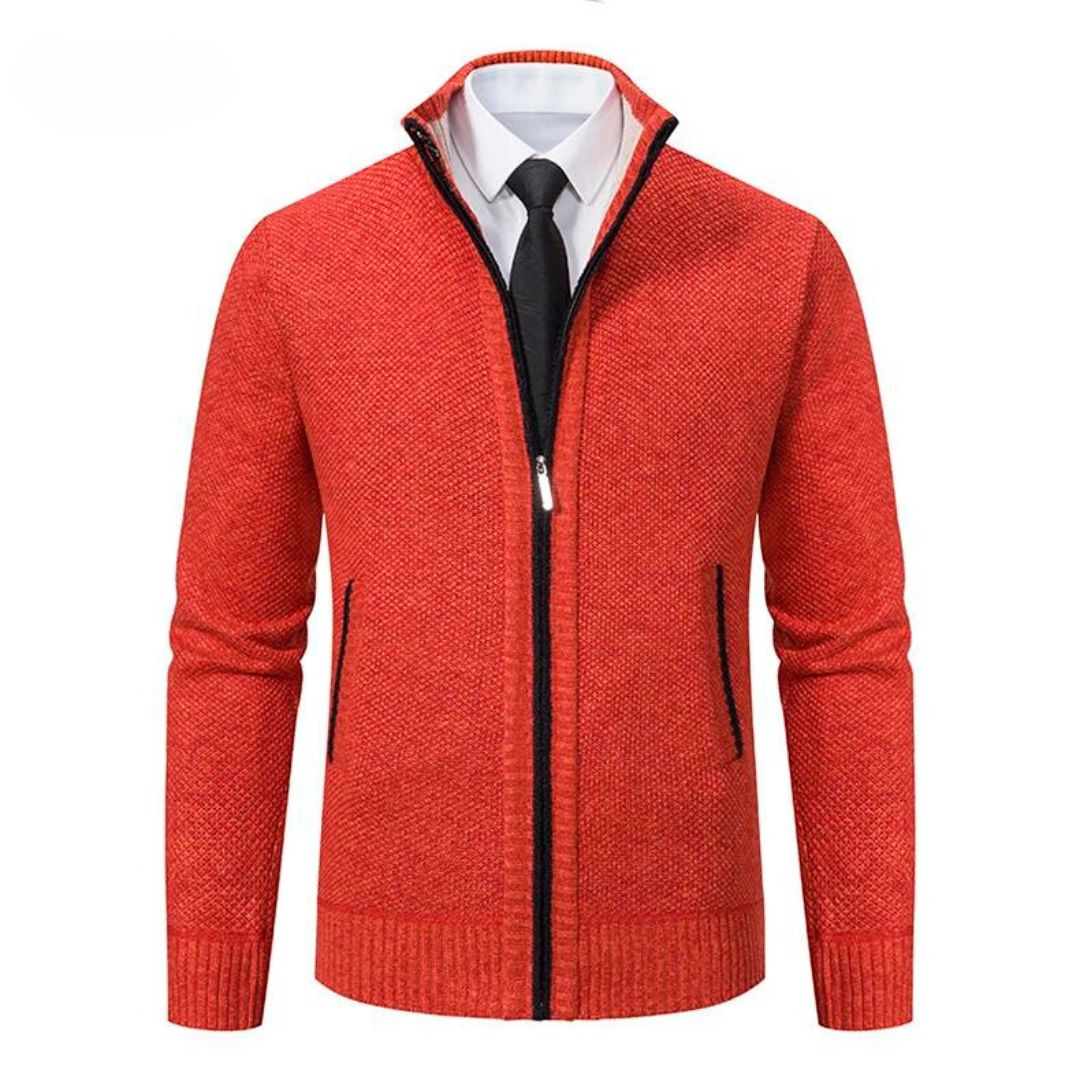 Adrian Pullover Herre – Sort Strik med Lynlås, Elegant & Behagelig til Alle Anledninger