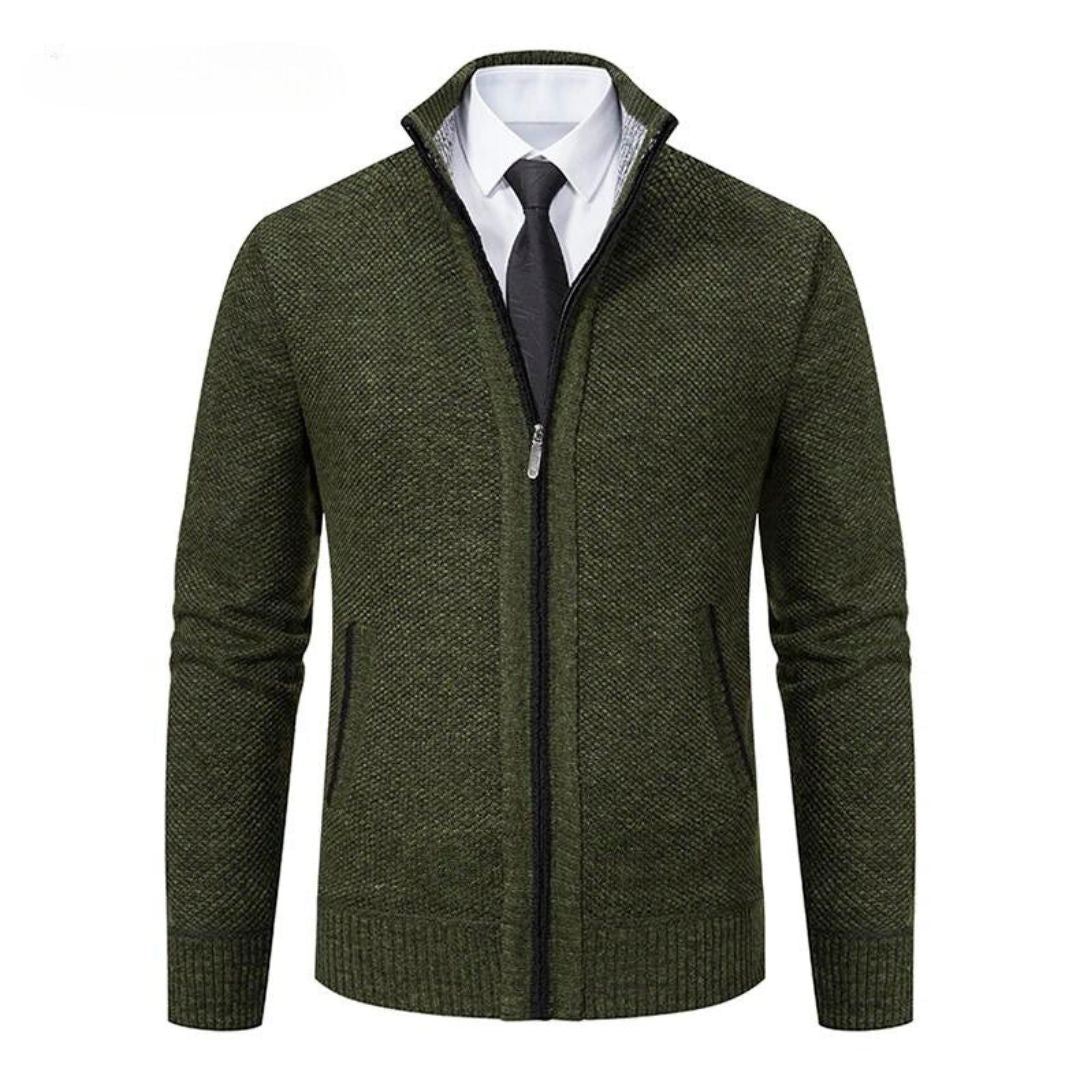 Adrian Pullover Herre – Sort Strik med Lynlås, Elegant & Behagelig til Alle Anledninger