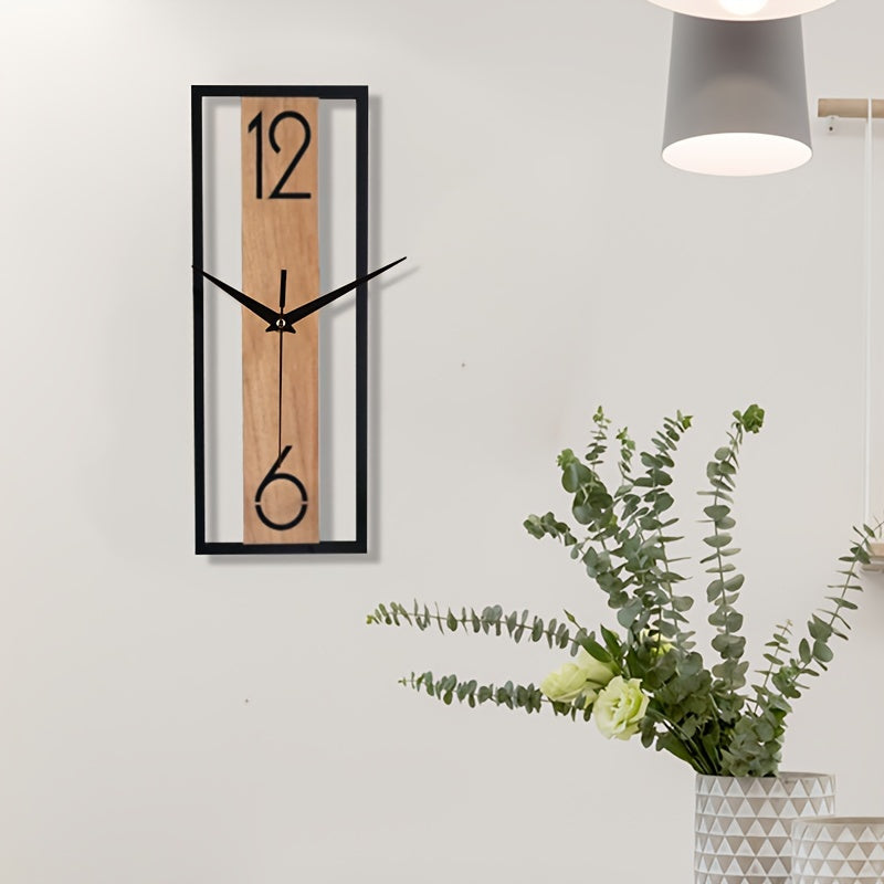 Rektangulært Vægur til Hjem og Kontor - Stilfuldt Design med Lydløst Kvartsværk