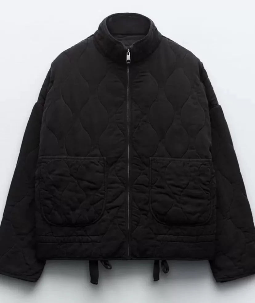 Zinnia Kvinders Vatteret Jakke – Varm Vinter Zip-Up Jakke med Justerbar Talje & Lommer