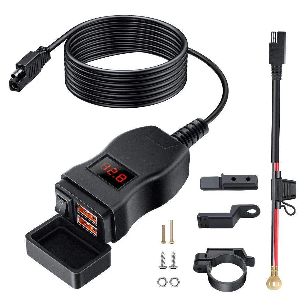 LuxCharge Elite Duo | Luksus dual USB oplader til motorcykler-zarada.dk