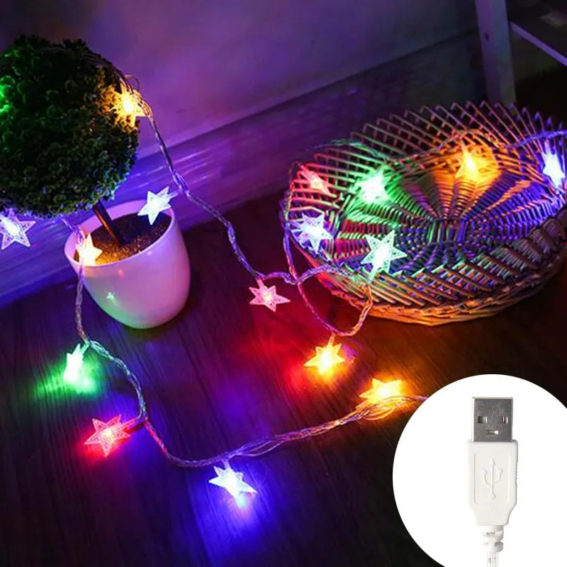 Star LED Christmas Lights – Decorative Light String for Indoor and Outdoor Use