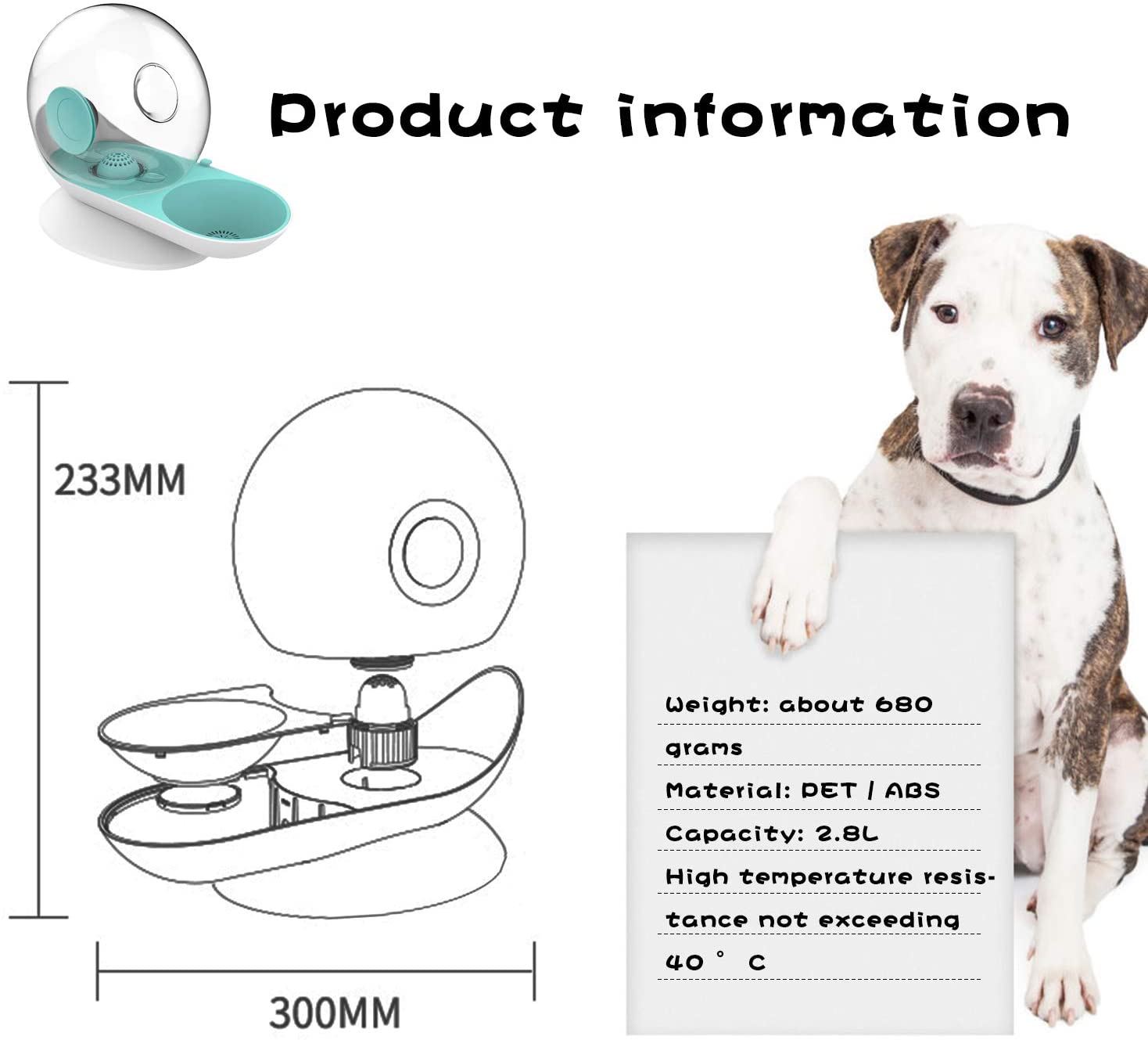 AquaPoes Fontæne – Automatisk Drikkefontæne til Katte og Hunde med RVS Reservoir