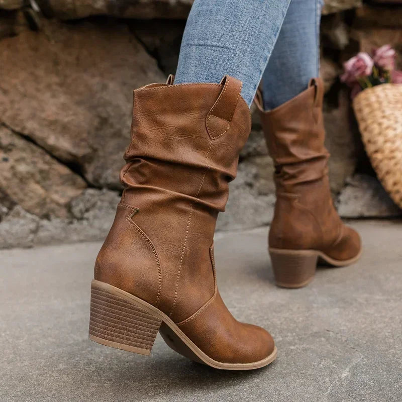 Olivia | Klassiske Mid-Calf Western Støvler