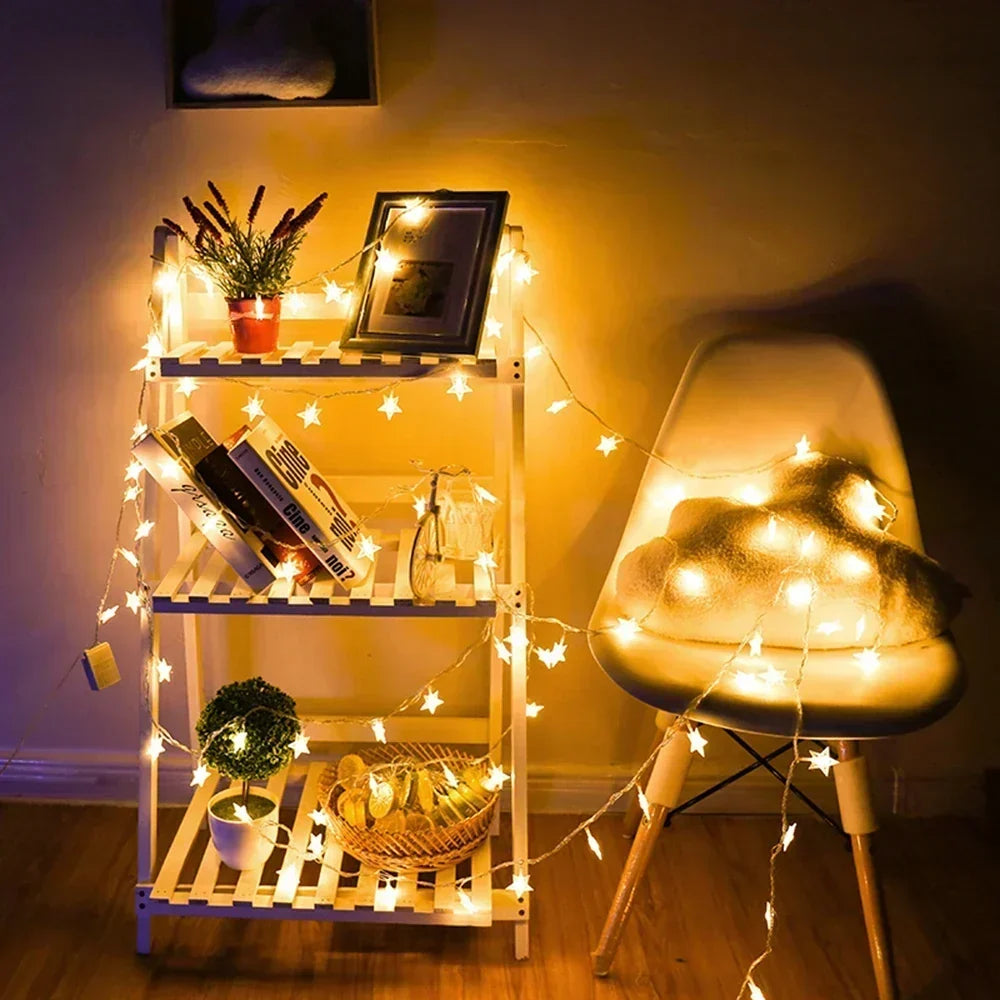 Star LED Christmas Lights – Decorative Light String for Indoor and Outdoor Use