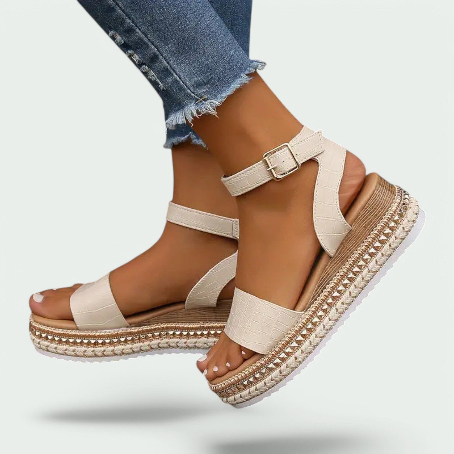 Sandaler Dame Platform Kunstlæder Ankelrem