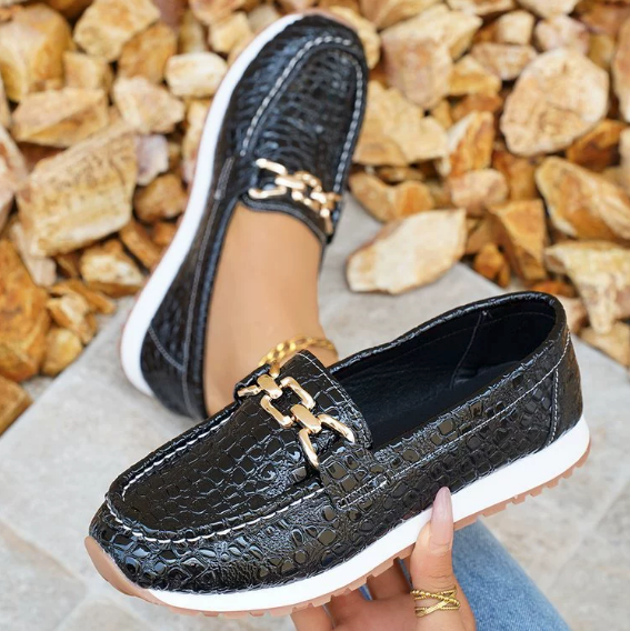 Emmy - Sorte Krokodille Loafers