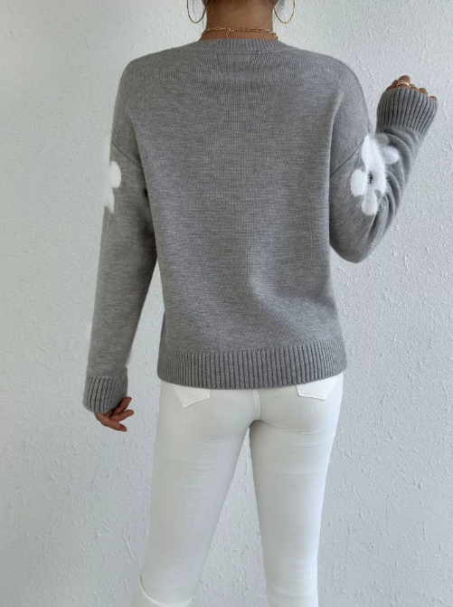 Aisha Pull Kvinde – Elegant & Komfortabel Blomster Mønster Strikket Sweater til Sæsonen