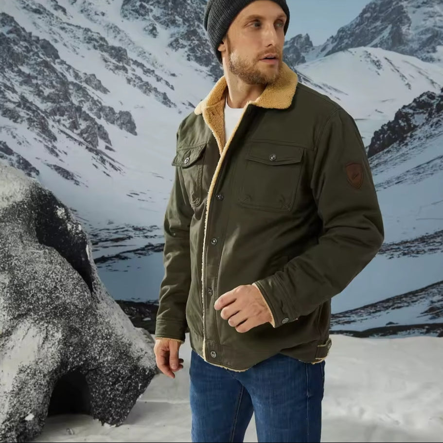 Henri Herre Vinterjakke – Varm Blouson med Sherpa Foder og Falsk Pels Krave