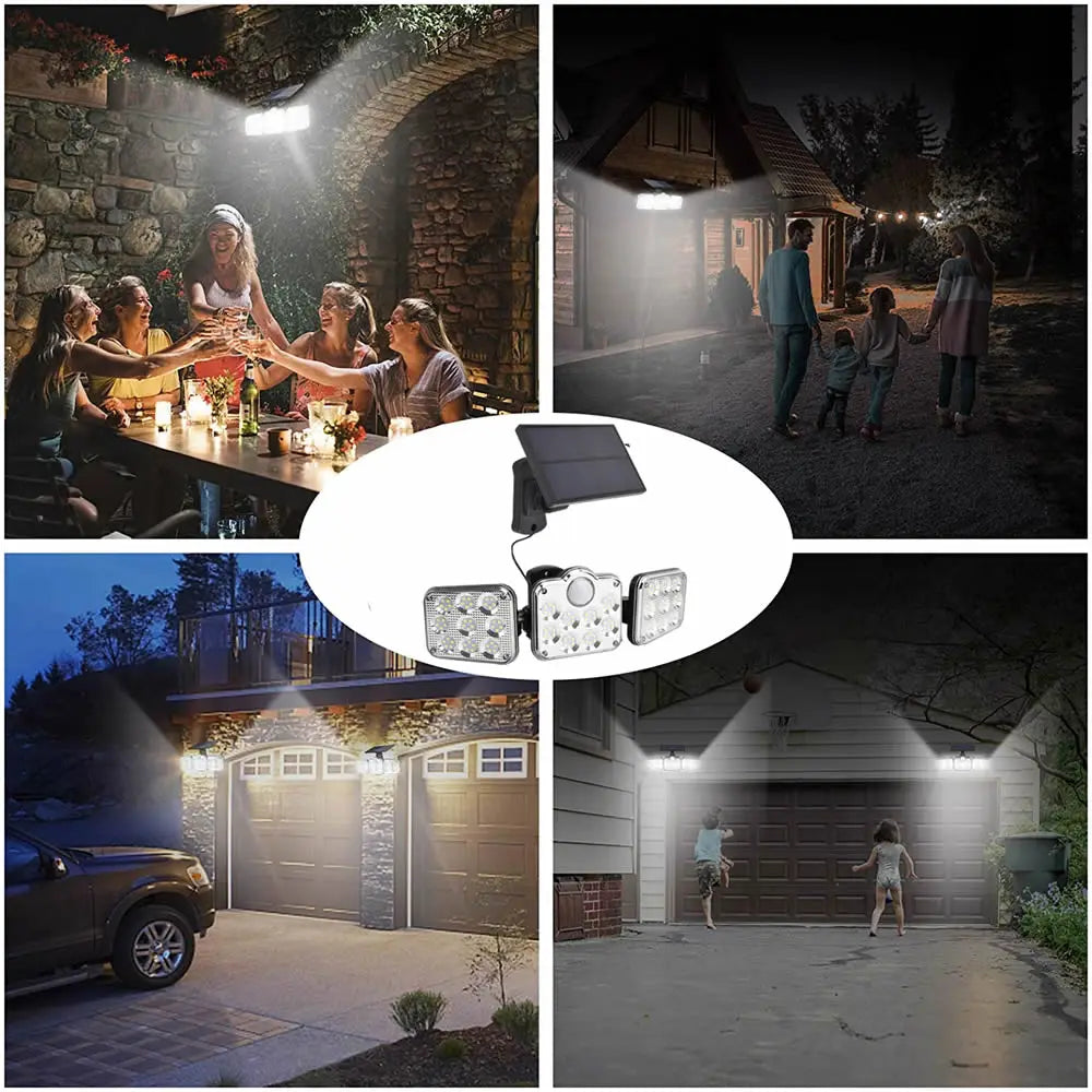 SunGuard Tre-dobbelt LED Solvæglampe | Lys op i dit udendørsområde med smart effektivitet-zarada.dk