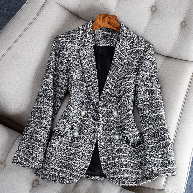 Nataly Blazer Kvinde – Elegant & Moderne Tweed Blazer til en Alsidig Chic Stil