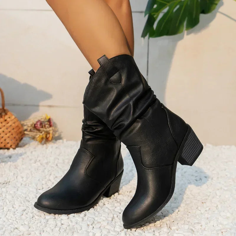Olivia | Klassiske Mid-Calf Western Støvler