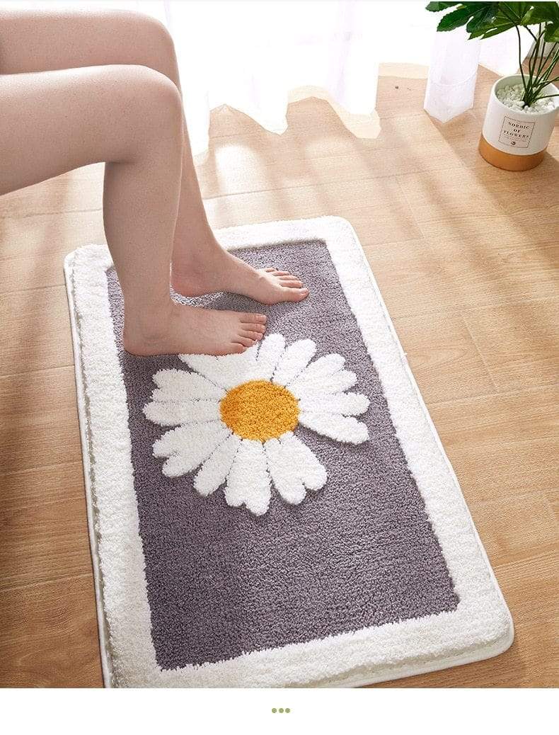 Skridsikker Badeværelsesmåtte med Margueritmønster