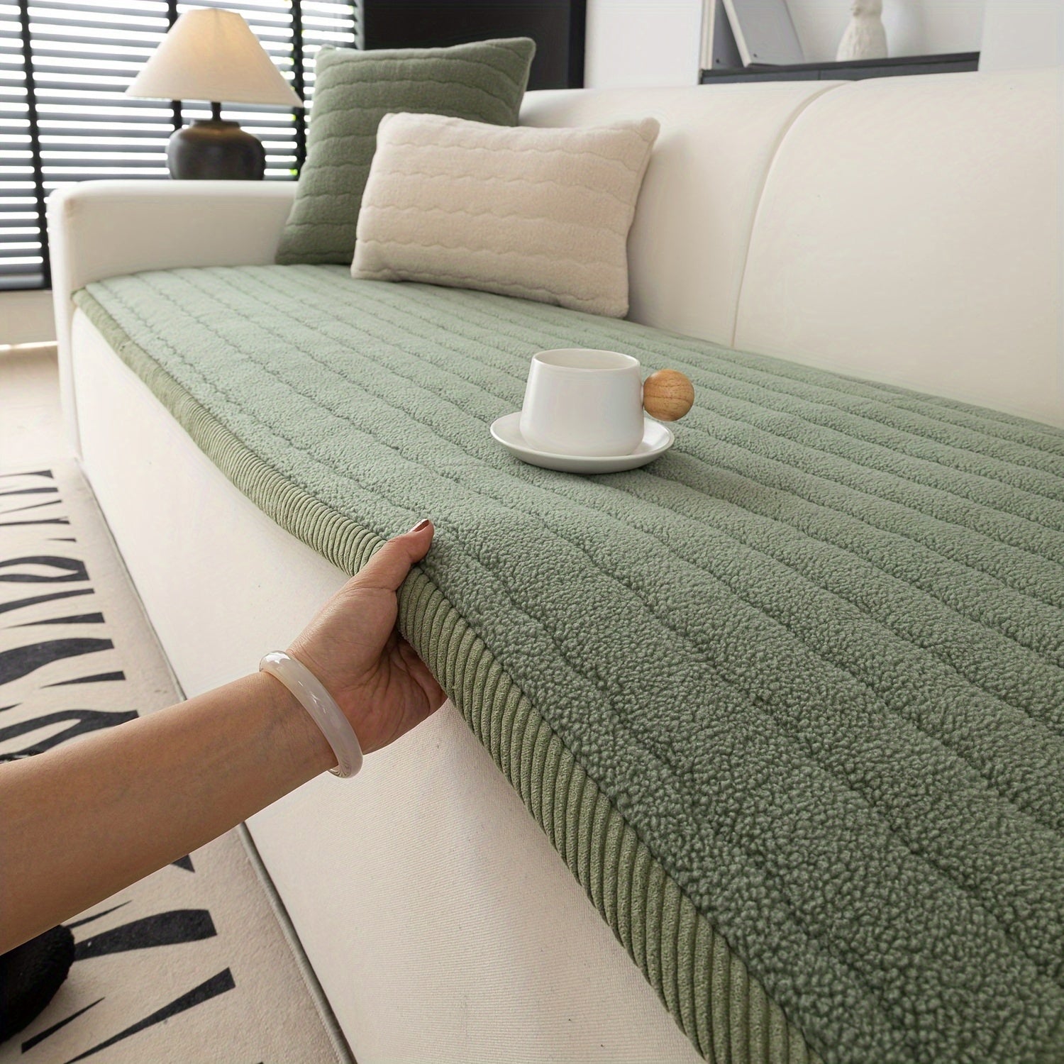 Sofa Betræk Skridsikkert Tykt Plys Indendørs Design